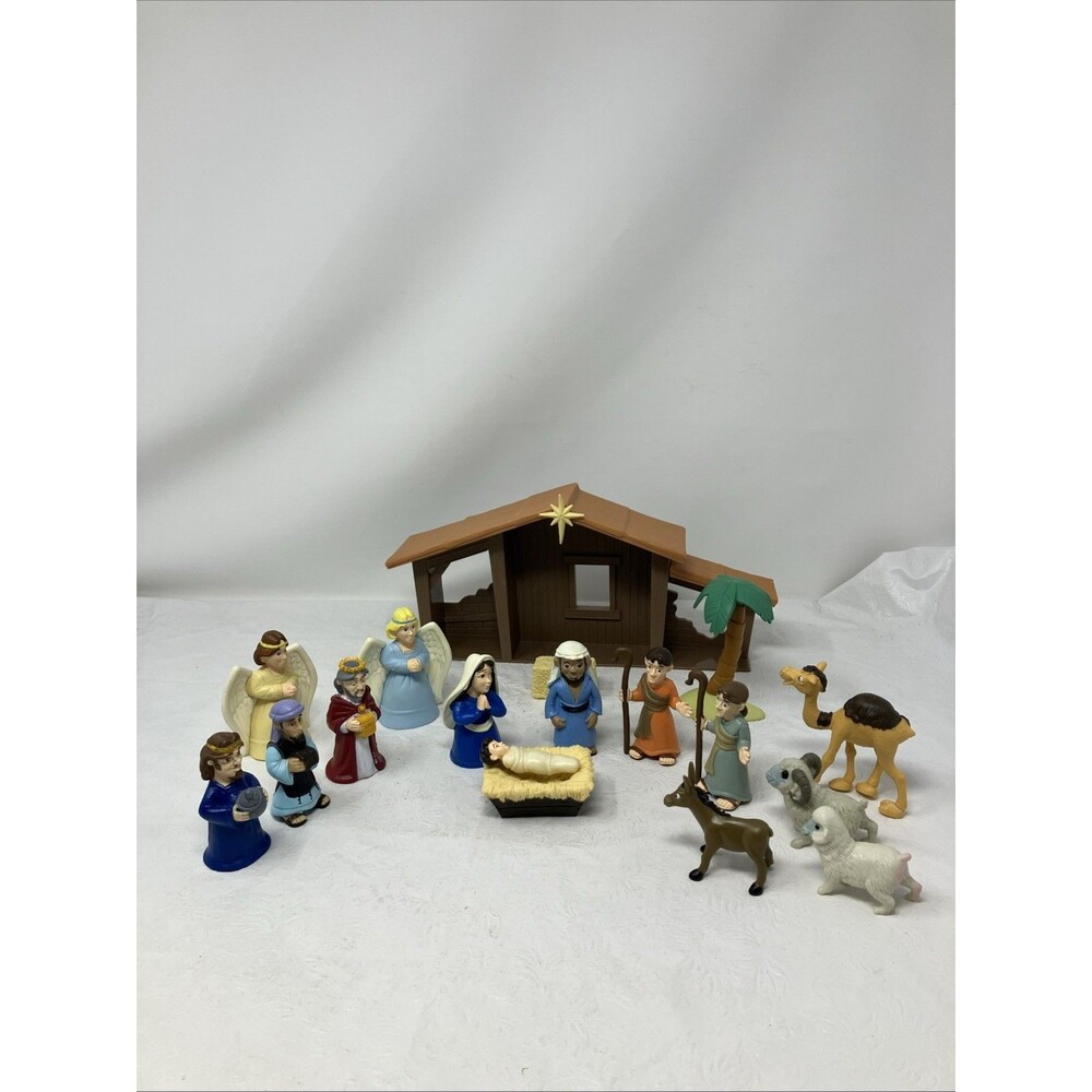 Bible Toys The Nativity Playset Figures Manger 18 Pieces Christmas Religious